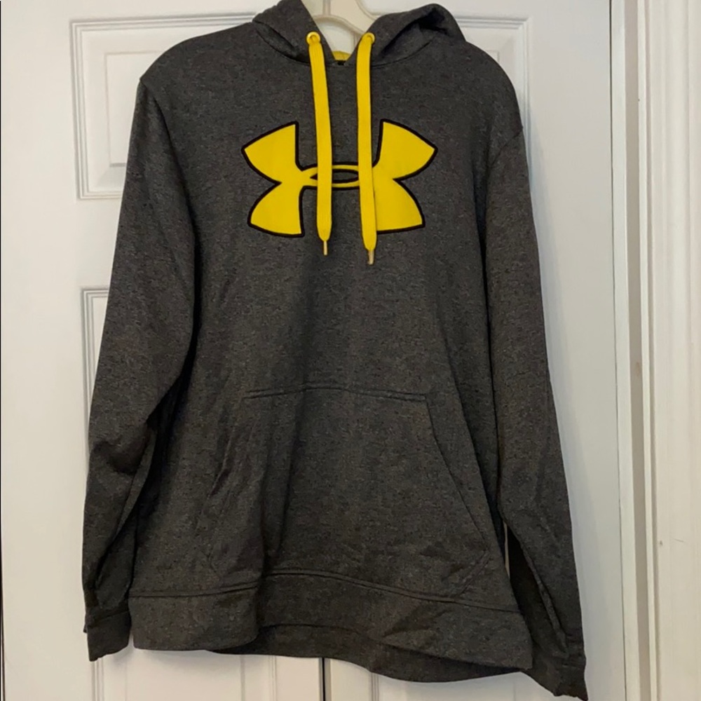 Under Armor Gray/yellow Med hooded sweatshirt